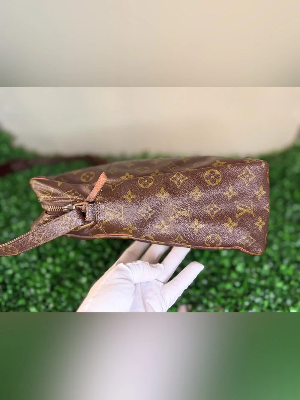Louis Vuitton Brown Monogram Messenger Bag with Gold Accents
